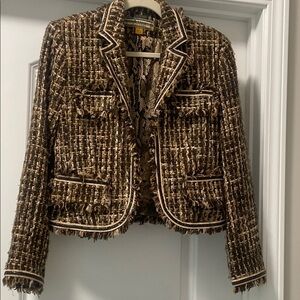 Allen by Allen Schwartz Women's Brown with black accents Tweed Blazer